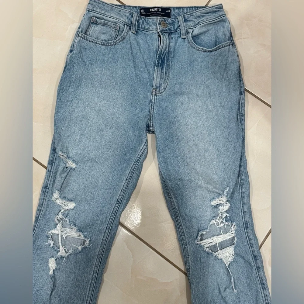 Hollister Blue Ripped Straight Jeans